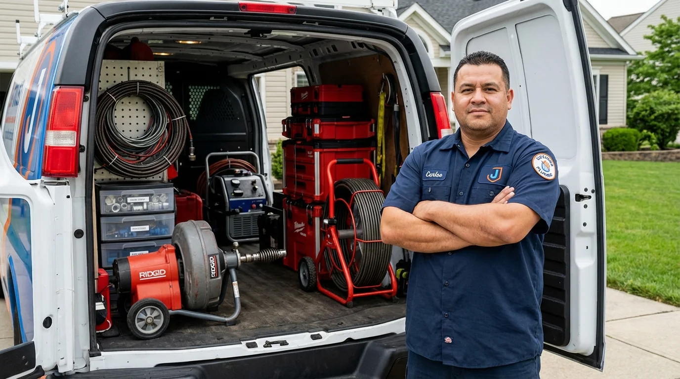 Professional drain cleaning equipment and Johns Plumbing LLC plumber in Gail