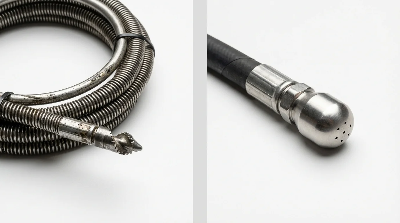 Drain snake cable and hydro jetting nozzle used for drain cleaning in Gail, TX