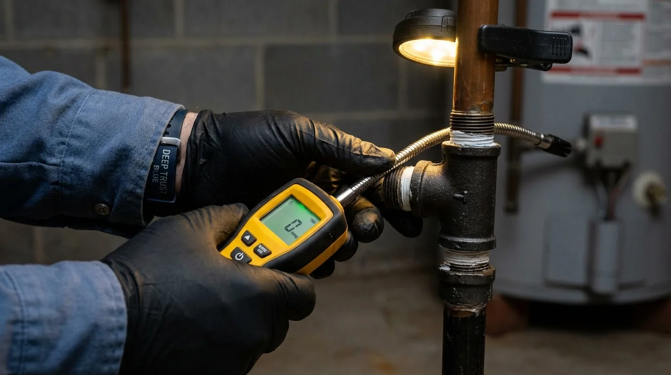 Gas leak detection with electronic sniffer by Johns Plumbing LLC in Gail