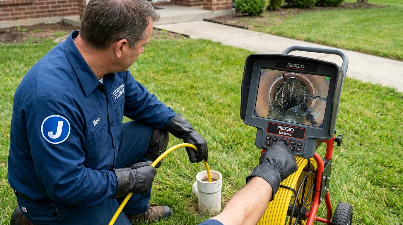 Sewer camera inspection being performed by Johns Plumbing LLC in Gail