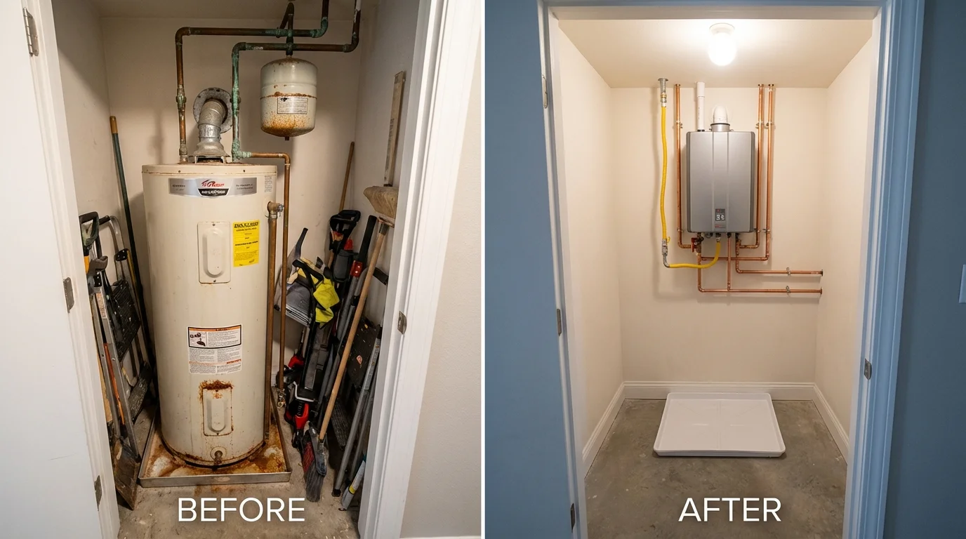 Tank water heater versus wall-mounted tankless unit comparison for Gail, TX homeowners