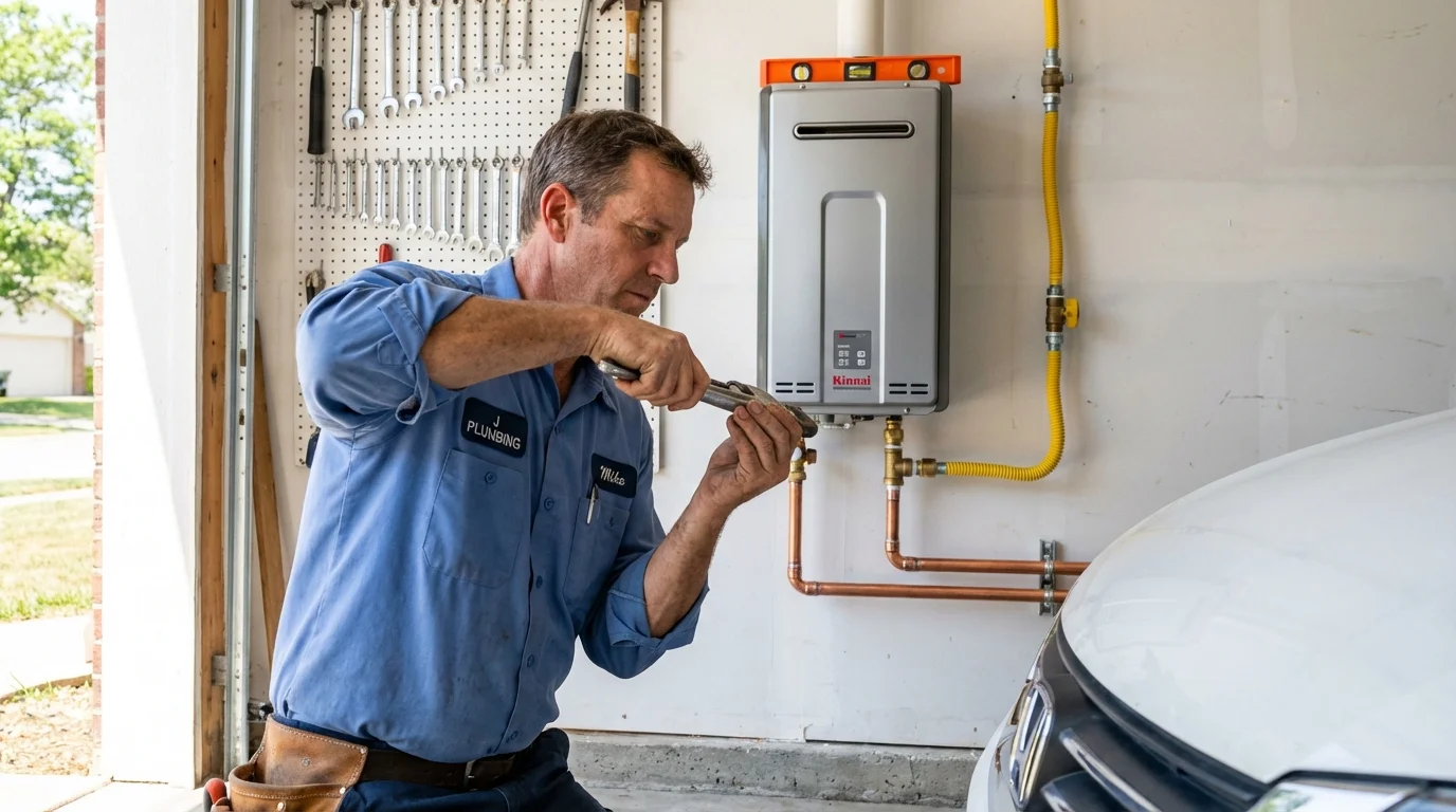 Tankless water heater installation by a Johns Plumbing LLC plumber in Gail